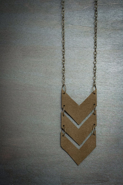 Scout Leather Chevron Necklace - Army Fatigue