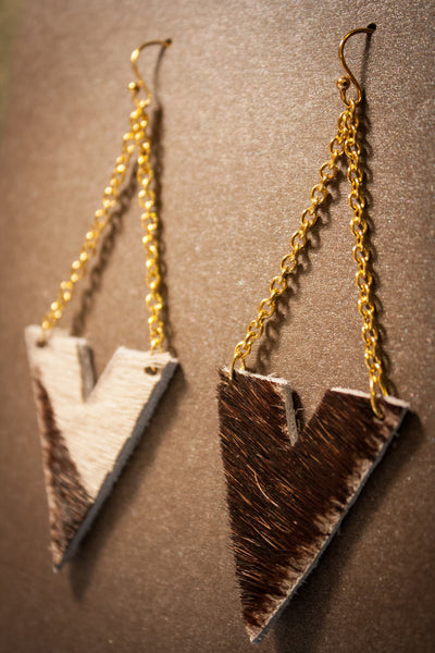 Archer Leather Earrings - Natural Cowhide